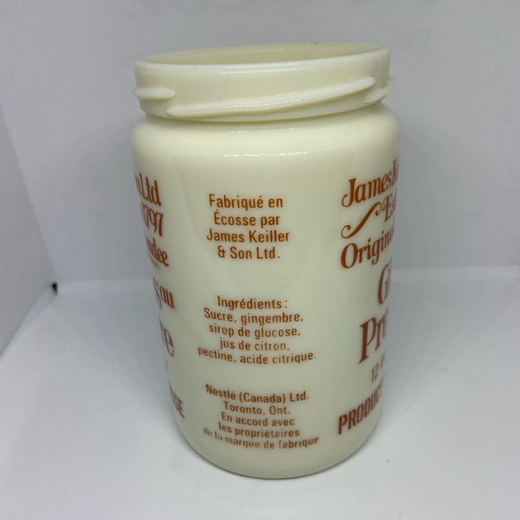 Vintage James Keiller & Son Ltd. Ginger Preserve Jar Crock Dundee Milk Glass - Picture 4 of 9
